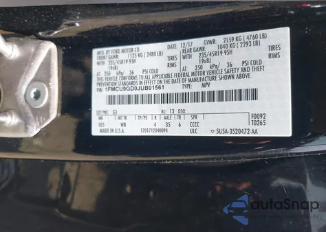 2018 Ford Escape Se из США, поврежденный, VIN 1FMCU9GD0JUB01561